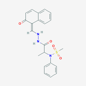 molecular formula C21H21N3O4S B297734 N-[1-oxo-1-[2-[(E)-(2-oxonaphthalen-1-ylidene)methyl]hydrazinyl]propan-2-yl]-N-phenylmethanesulfonamide 