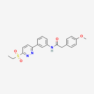 molecular formula C21H21N3O4S B2977340 N-(3-(6-(乙磺酰基)吡啶-3-基)苯基)-2-(4-甲氧基苯基)乙酰胺 CAS No. 897614-44-7