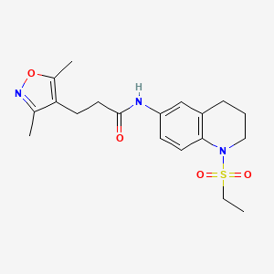 molecular formula C19H25N3O4S B2977341 3-(3,5-dimethylisoxazol-4-yl)-N-(1-(ethylsulfonyl)-1,2,3,4-tetrahydroquinolin-6-yl)propanamide CAS No. 1797279-12-9