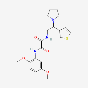 molecular formula C20H25N3O4S B2977345 N1-(2,5-dimethoxyphenyl)-N2-(2-(pyrrolidin-1-yl)-2-(thiophen-3-yl)ethyl)oxalamide CAS No. 946355-38-0