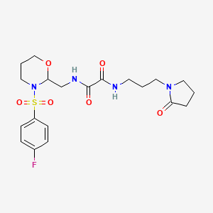 N1-((3-((4-fluorophenyl)sulfonyl)-1,3-oxazinan-2-yl)methyl)-N2-(3-(2-oxopyrrolidin-1-yl)propyl)oxalamide