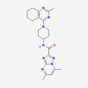 molecular formula C22H28N8O B2977351 5,7-二甲基-N-(1-(2-甲基-5,6,7,8-四氢喹唑啉-4-基)哌啶-4-基)-[1,2,4]三唑并[1,5-a]嘧啶-2-甲酰胺 CAS No. 2034596-20-6
