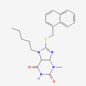 molecular formula C22H24N4O2S B2977352 3-methyl-8-{[(naphthalen-1-yl)methyl]sulfanyl}-7-pentyl-2,3,6,7-tetrahydro-1H-purine-2,6-dione CAS No. 883818-93-7