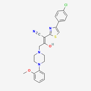molecular formula C24H23ClN4O2S B2977354 (E)-2-(4-(4-氯苯基)噻唑-2(3H)-亚甲基)-4-(4-(2-甲氧基苯基)哌嗪-1-基)-3-氧代丁腈 CAS No. 425413-97-4