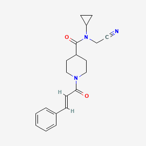 molecular formula C20H23N3O2 B2977355 N-(cyanomethyl)-N-cyclopropyl-1-[(E)-3-phenylprop-2-enoyl]piperidine-4-carboxamide CAS No. 1252567-40-0