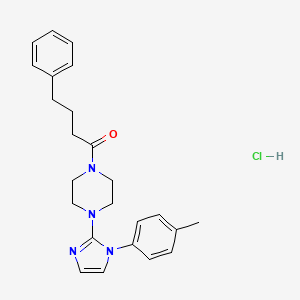 molecular formula C24H29ClN4O B2977357 4-苯基-1-(4-(1-(对甲苯基)-1H-咪唑-2-基)哌嗪-1-基)丁烷-1-酮盐酸盐 CAS No. 1219171-38-6