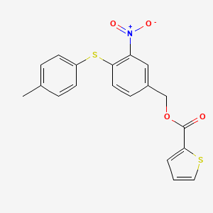 molecular formula C19H15NO4S2 B2977358 4-[(4-甲苯基)硫代]-3-硝基苄基 2-噻吩甲酸酯 CAS No. 320424-07-5