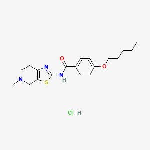 molecular formula C19H26ClN3O2S B2977360 N-(5-甲基-4,5,6,7-四氢噻唑并[5,4-c]吡啶-2-基)-4-(戊氧基)苯甲酰胺盐酸盐 CAS No. 1189494-74-3