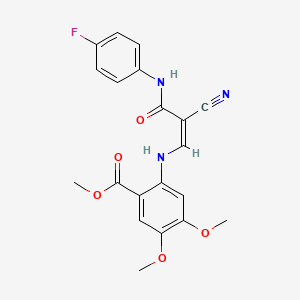 (Z)-methyl 2-((2-cyano-3-((4-fluorophenyl)amino)-3-oxoprop-1-en-1-yl)amino)-4,5-dimethoxybenzoate
