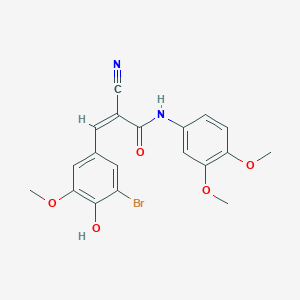 molecular formula C19H17BrN2O5 B2977376 (Z)-3-(3-溴-4-羟基-5-甲氧基苯基)-2-氰基-N-(3,4-二甲氧基苯基)丙-2-烯酰胺 CAS No. 1013224-72-0
