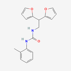 molecular formula C18H18N2O3 B2977387 1-(2,2-Di(furan-2-yl)ethyl)-3-(o-tolyl)urea CAS No. 2188279-39-0