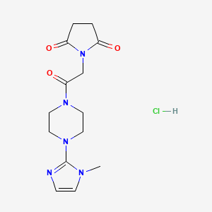 molecular formula C14H20ClN5O3 B2977405 1-(2-(4-(1-methyl-1H-imidazol-2-yl)piperazin-1-yl)-2-oxoethyl)pyrrolidine-2,5-dione hydrochloride CAS No. 1351590-69-6
