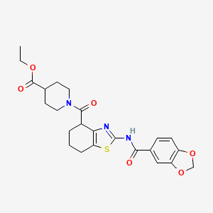 Ethyl 1-(2-(benzo[d][1,3]dioxole-5-carboxamido)-4,5,6,7-tetrahydrobenzo[d]thiazole-4-carbonyl)piperidine-4-carboxylate