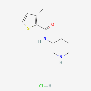 molecular formula C11H17ClN2OS B2977431 3-methyl-N-(piperidin-3-yl)thiophene-2-carboxamide hydrochloride CAS No. 1353987-25-3