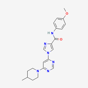 molecular formula C21H24N6O2 B2977432 N~4~-(4-甲氧基苯基)-1-[6-(4-甲基哌啶基)-4-嘧啶基]-1H-咪唑-4-甲酰胺 CAS No. 1251632-40-2
