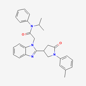 2-{2-[1-(3-methylphenyl)-5-oxopyrrolidin-3-yl]-1H-1,3-benzodiazol-1-yl}-N-phenyl-N-(propan-2-yl)acetamide