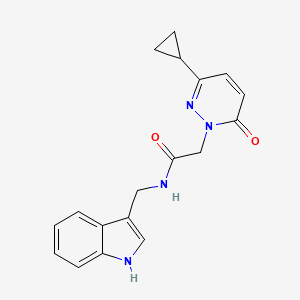 molecular formula C18H18N4O2 B2977437 N-((1H-吲哚-3-基)甲基)-2-(3-环丙基-6-氧代吡啶嗪-1(6H)-基)乙酰胺 CAS No. 2034536-28-0