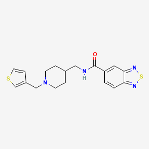 molecular formula C18H20N4OS2 B2977446 N-((1-(thiophen-3-ylmethyl)piperidin-4-yl)methyl)benzo[c][1,2,5]thiadiazole-5-carboxamide CAS No. 1234914-96-5