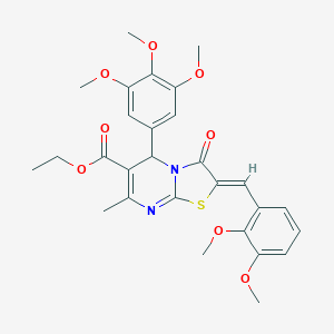 molecular formula C28H30N2O8S B297745 ethyl 2-(2,3-dimethoxybenzylidene)-7-methyl-3-oxo-5-(3,4,5-trimethoxyphenyl)-2,3-dihydro-5H-[1,3]thiazolo[3,2-a]pyrimidine-6-carboxylate 