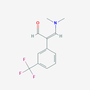 molecular formula C12H12F3NO B2977452 3-(Dimethylamino)-2-[3-(trifluoromethyl)phenyl]acrylaldehyde CAS No. 163563-21-1