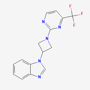 molecular formula C15H12F3N5 B2977454 1-[1-[4-(Trifluoromethyl)pyrimidin-2-yl]azetidin-3-yl]benzimidazole CAS No. 2380177-14-8