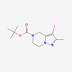 molecular formula C12H18IN3O2 B2977466 叔丁基 3-碘-2-甲基-4H,5H,6H,7H-吡唑并[1,5-a]吡嗪-5-羧酸酯 CAS No. 2138122-16-2