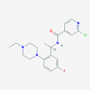molecular formula C20H24ClFN4O B2977472 2-Chloro-N-[1-[2-(4-ethylpiperazin-1-yl)-5-fluorophenyl]ethyl]pyridine-4-carboxamide CAS No. 1365627-89-9