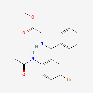 molecular formula C18H19BrN2O3 B2977476 Methyl 2-[[(2-acetamido-5-bromophenyl)-phenylmethyl]amino]acetate CAS No. 119935-35-2