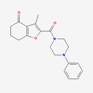 molecular formula C20H22N2O3 B2977478 3-methyl-2-(4-phenylpiperazine-1-carbonyl)-6,7-dihydrobenzofuran-4(5H)-one CAS No. 881437-94-1