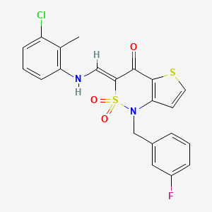 (3Z)-3-{[(3-chloro-2-methylphenyl)amino]methylene}-1-(3-fluorobenzyl)-1H-thieno[3,2-c][1,2]thiazin-4(3H)-one 2,2-dioxide