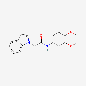 molecular formula C18H22N2O3 B2977483 2-(1H-indol-1-yl)-N-(octahydrobenzo[b][1,4]dioxin-6-yl)acetamide CAS No. 1902907-26-9