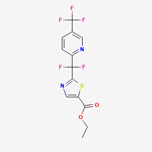 molecular formula C13H9F5N2O2S B2977489 Ethyl 2-(difluoro(5-(trifluoromethyl)pyridin-2-yl)methyl)thiazole-5-carboxylate CAS No. 2126178-80-9