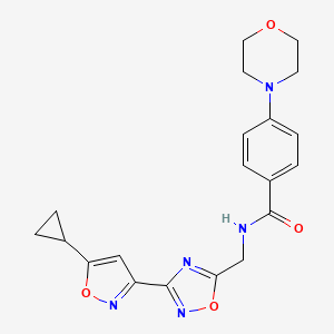 molecular formula C20H21N5O4 B2977496 N-((3-(5-cyclopropylisoxazol-3-yl)-1,2,4-oxadiazol-5-yl)methyl)-4-morpholinobenzamide CAS No. 1903729-17-8