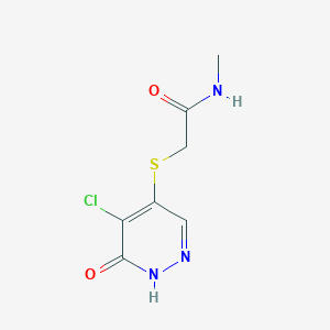 molecular formula C7H8ClN3O2S B2977507 2-[(5-Chloro-6-oxo-1H-pyridazin-4-yl)sulfanyl]-N-methylacetamide CAS No. 1699618-48-8