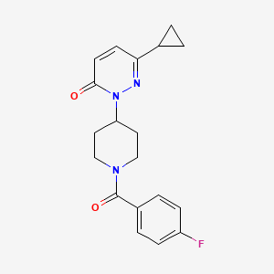 molecular formula C19H20FN3O2 B2977520 6-Cyclopropyl-2-[1-(4-fluorobenzoyl)piperidin-4-yl]pyridazin-3-one CAS No. 2320575-27-5