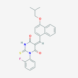 molecular formula C25H21FN2O3S B297753 1-(2-fluorophenyl)-5-[(4-isobutoxy-1-naphthyl)methylene]-2-thioxodihydro-4,6(1H,5H)-pyrimidinedione 