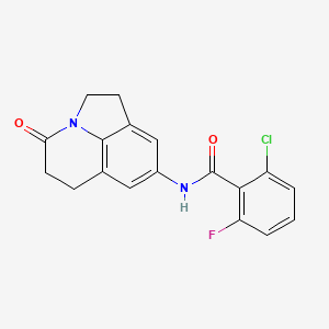 molecular formula C18H14ClFN2O2 B2977535 2-chloro-6-fluoro-N-(4-oxo-2,4,5,6-tetrahydro-1H-pyrrolo[3,2,1-ij]quinolin-8-yl)benzamide CAS No. 898461-95-5
