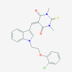 molecular formula C23H20ClN3O3S B297754 5-({1-[2-(2-chlorophenoxy)ethyl]-1H-indol-3-yl}methylene)-1,3-dimethyl-2-thioxodihydro-4,6(1H,5H)-pyrimidinedione 