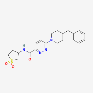 molecular formula C21H26N4O3S B2977548 6-(4-benzylpiperidin-1-yl)-N-(1,1-dioxidotetrahydrothiophen-3-yl)pyridazine-3-carboxamide CAS No. 1396783-75-7