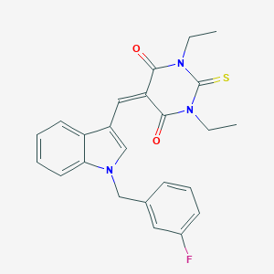 molecular formula C24H22FN3O2S B297755 1,3-diethyl-5-{[1-(3-fluorobenzyl)-1H-indol-3-yl]methylene}-2-thioxodihydro-4,6(1H,5H)-pyrimidinedione 