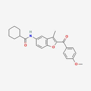 molecular formula C24H25NO4 B2977570 N-[2-(4-甲氧基苯甲酰)-3-甲基-1-苯并呋喃-5-基]环己烷甲酰胺 CAS No. 929372-42-9