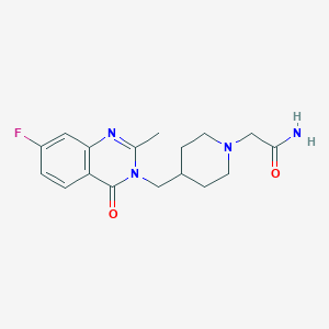 molecular formula C17H21FN4O2 B2977575 2-[4-[(7-Fluoro-2-methyl-4-oxoquinazolin-3-yl)methyl]piperidin-1-yl]acetamide CAS No. 2415552-90-6