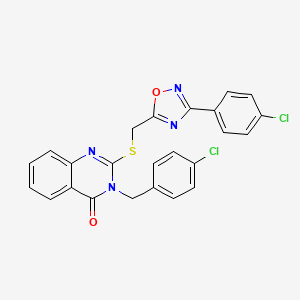 molecular formula C24H16Cl2N4O2S B2977581 3-(4-chlorobenzyl)-2-(((3-(4-chlorophenyl)-1,2,4-oxadiazol-5-yl)methyl)thio)quinazolin-4(3H)-one CAS No. 2034477-90-0