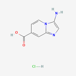 molecular formula C8H8ClN3O2 B2977609 3-氨基咪唑并[1,2-a]吡啶-7-羧酸；盐酸盐 CAS No. 2305251-60-7