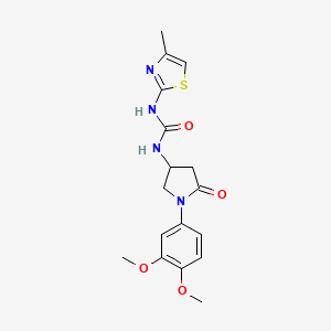 molecular formula C17H20N4O4S B2977617 1-(1-(3,4-二甲氧基苯基)-5-氧代吡咯烷-3-基)-3-(4-甲基噻唑-2-基)脲 CAS No. 894021-84-2