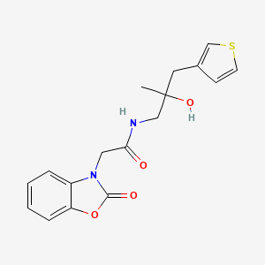 molecular formula C17H18N2O4S B2977625 N-[2-hydroxy-2-methyl-3-(thiophen-3-yl)propyl]-2-(2-oxo-2,3-dihydro-1,3-benzoxazol-3-yl)acetamide CAS No. 2097884-19-8
