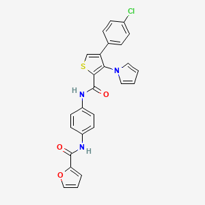 molecular formula C26H18ClN3O3S B2977630 N-[4-({[4-(4-氯苯基)-3-(1H-吡咯-1-基)噻吩-2-基]羰基}氨基)苯基]呋喃-2-甲酰胺 CAS No. 1207014-37-6