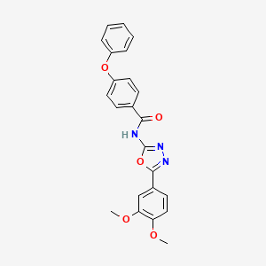 molecular formula C23H19N3O5 B2977643 N-[5-(3,4-二甲氧基苯基)-1,3,4-恶二唑-2-基]-4-苯氧基苯甲酰胺 CAS No. 922874-68-8