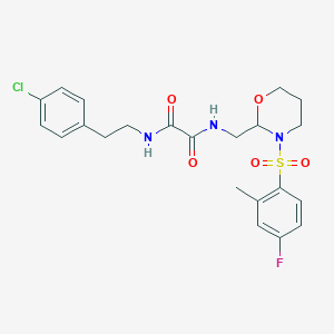 N1-(4-chlorophenethyl)-N2-((3-((4-fluoro-2-methylphenyl)sulfonyl)-1,3-oxazinan-2-yl)methyl)oxalamide