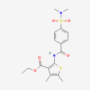molecular formula C18H22N2O5S2 B2977654 Ethyl 2-({[4-(dimethylsulfamoyl)phenyl]carbonyl}amino)-4,5-dimethylthiophene-3-carboxylate CAS No. 314275-36-0